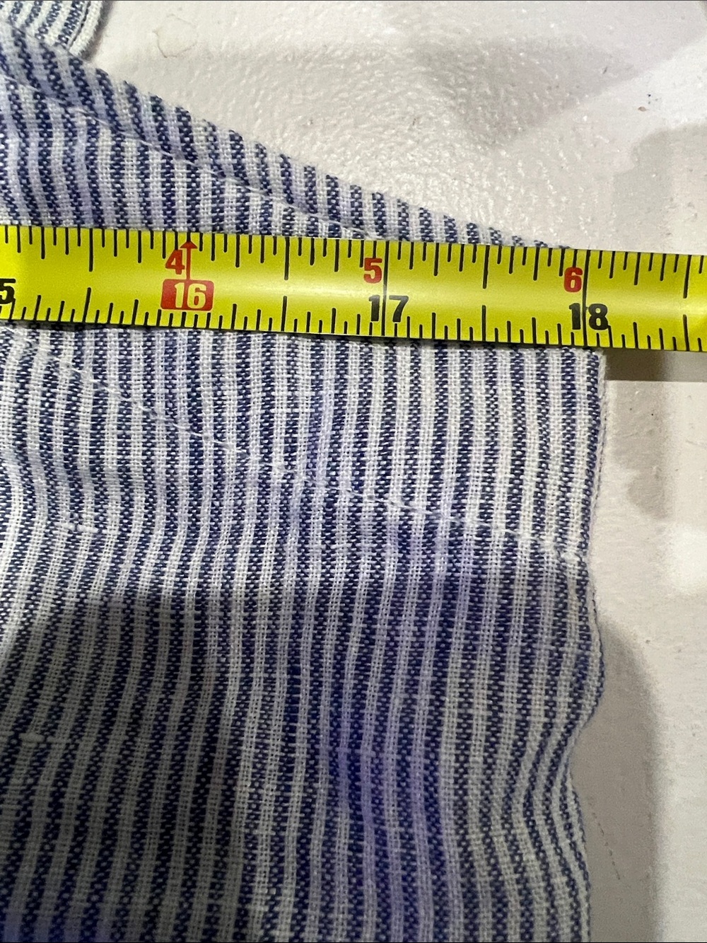 Quince 100% European Linen Square Neck Jumpsuit in blue pinstripe pattern Size M - Picture 9 of 13